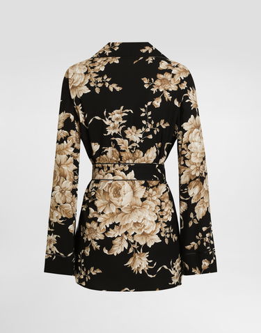 Košeľa Dolce & Gabbana Rose-print Silk Vanity Shirt Čierna | F5Q03TFSA7YHN4OX, 1