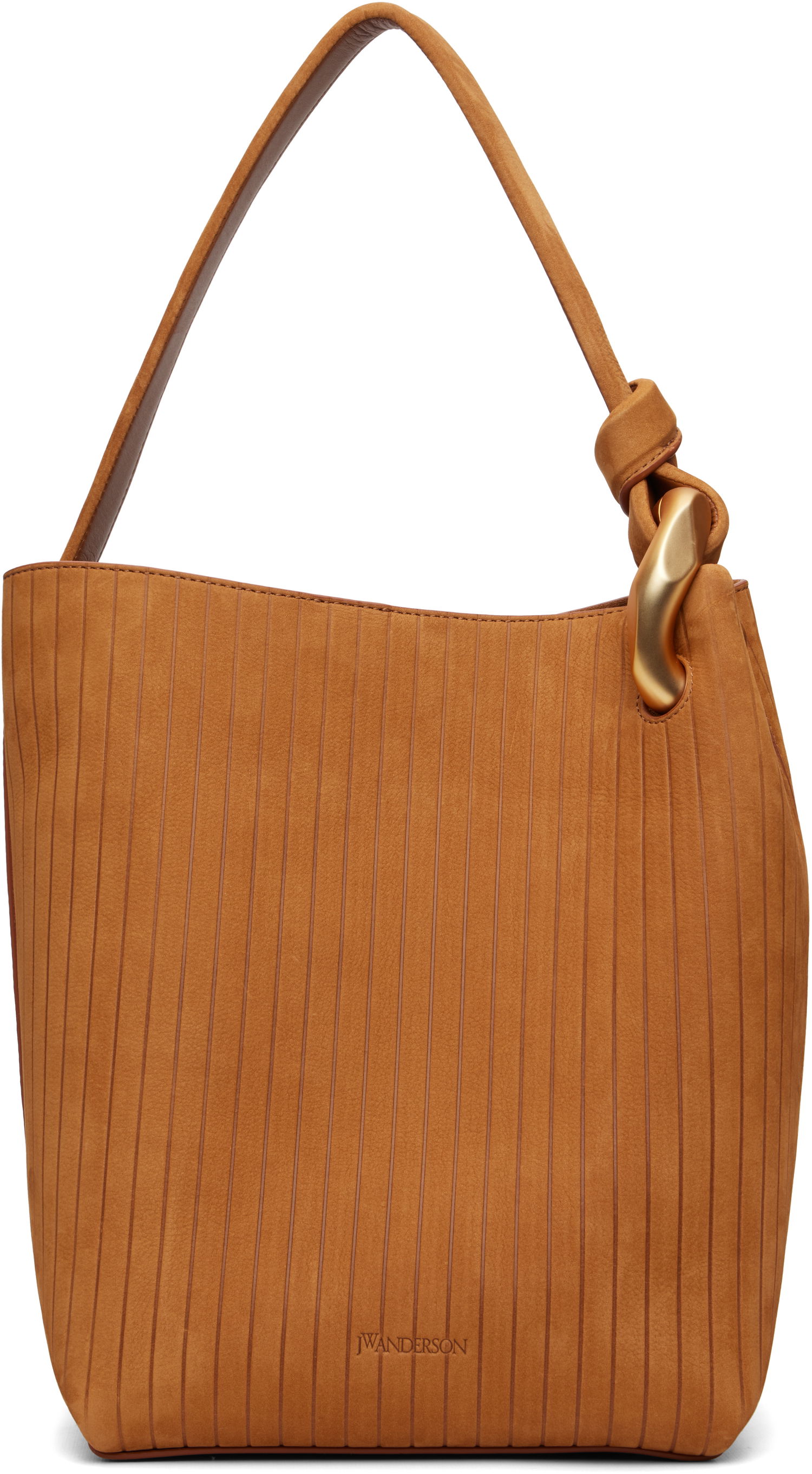 Tote bag JW Anderson 'The JWA Corner Bucket' Tote with Vertical Texture and Sculptural Hardware Hnedá | HB0737-LA0375, 0