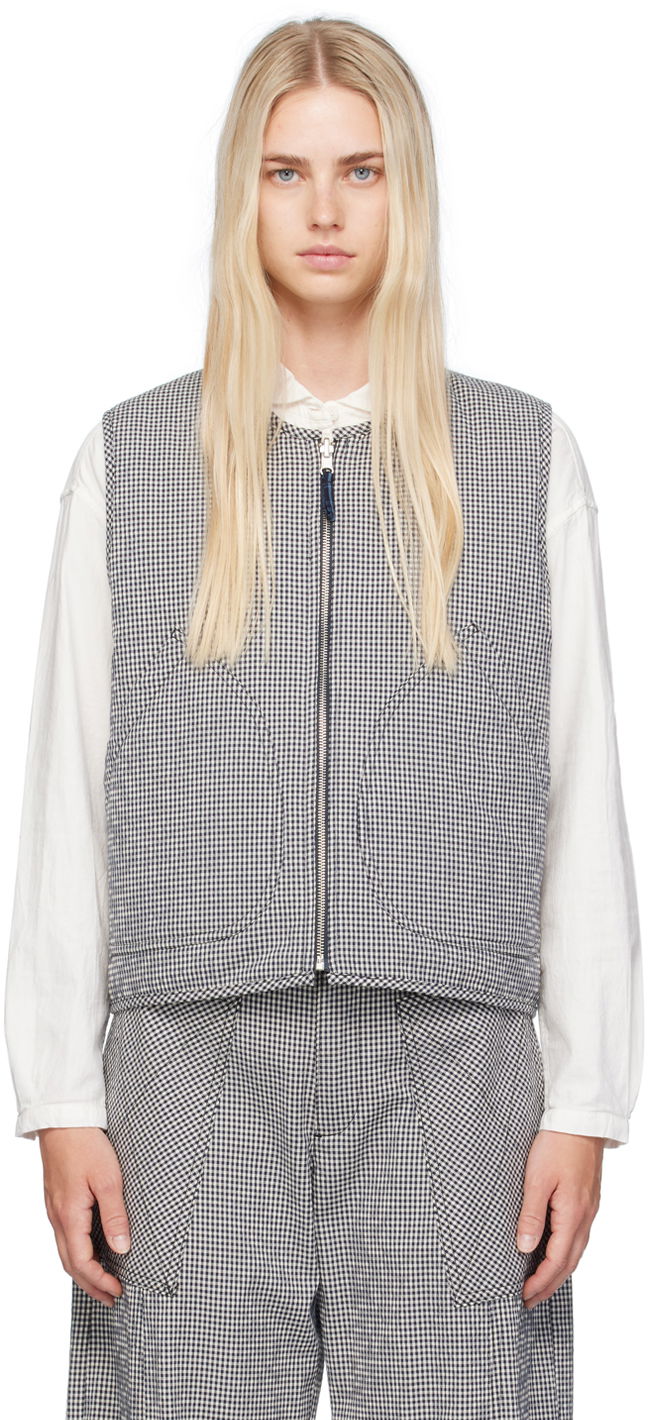 Vesta YMC YMC Jackie Reversible Gilet Vest Modrá | Q5WMB, 0
