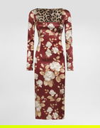 Dolce & Gabbana Vintage Rose-Print Satin Midi Dress