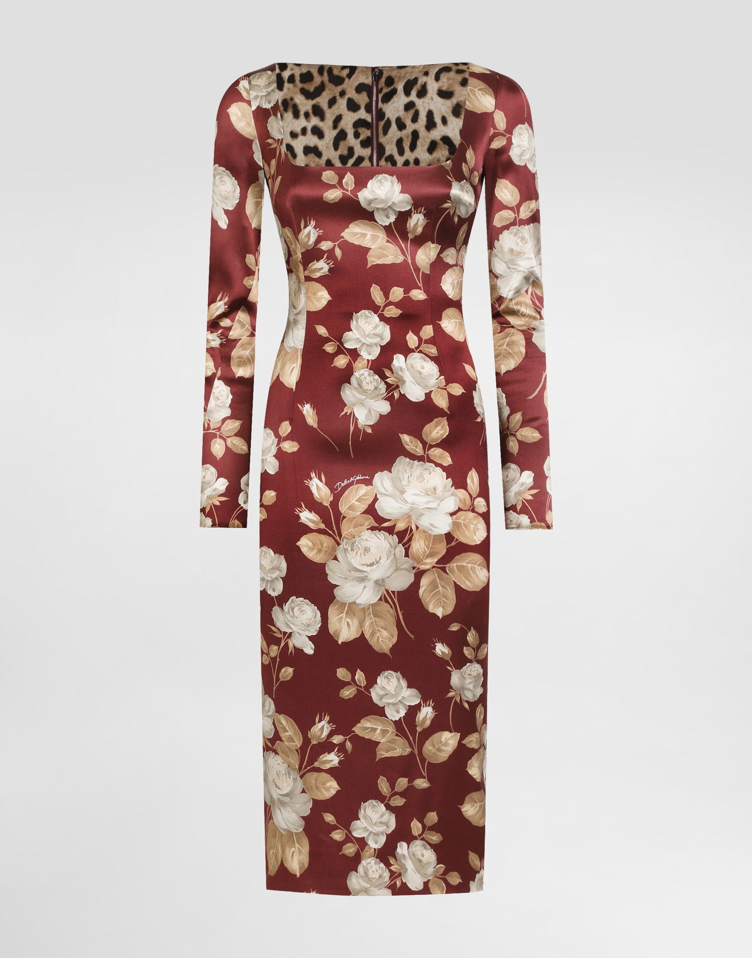 Šaty Dolce & Gabbana Dolce & Gabbana Vintage Rose-Print Satin Midi Dress Červená | F6TYGTFSIB8HR5QQ, 0