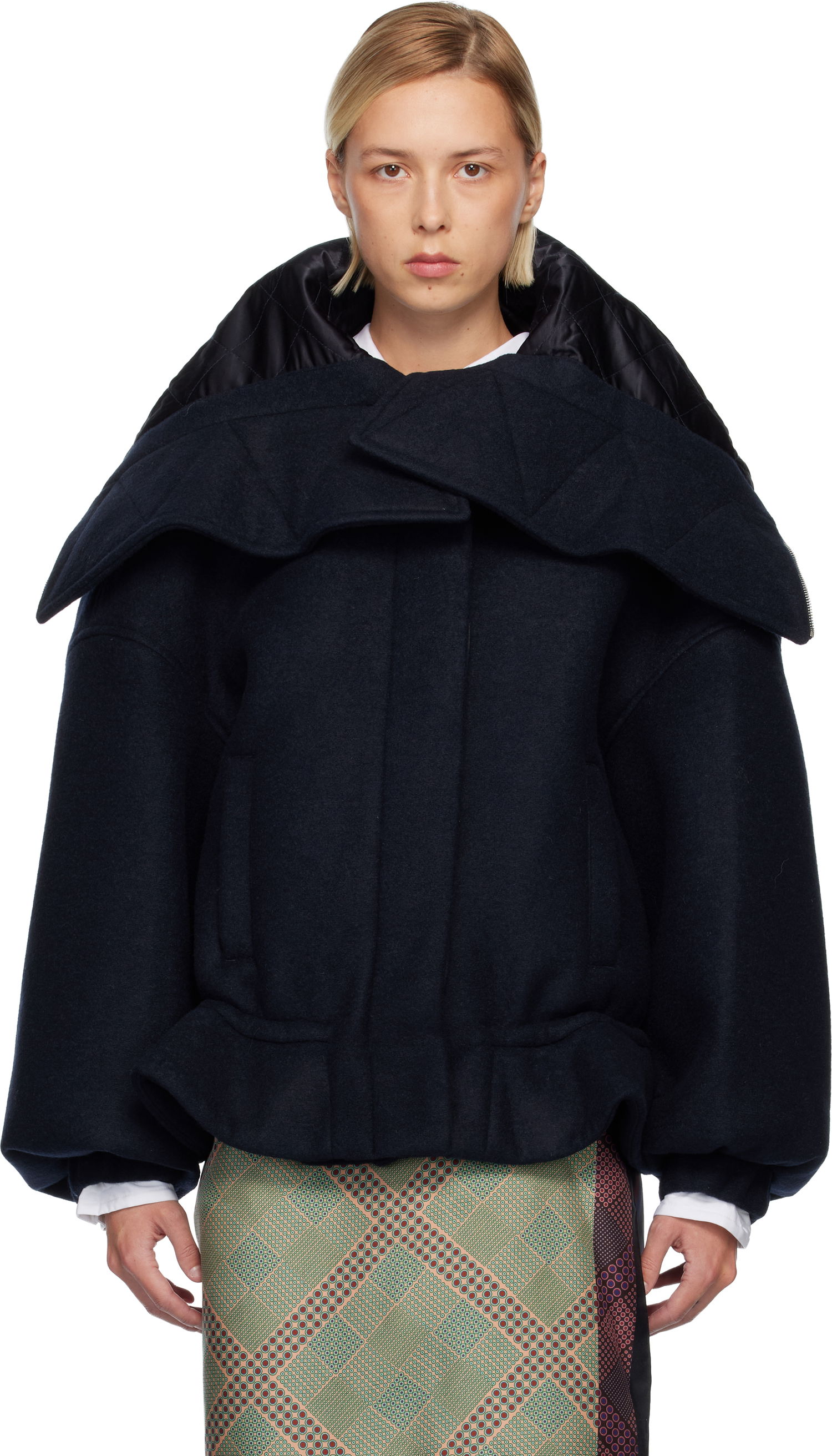 Parka Dries Van Noten Dries Van Noten Bonded Short Cape Collar Parka Navy | 252-010526-2231, 0