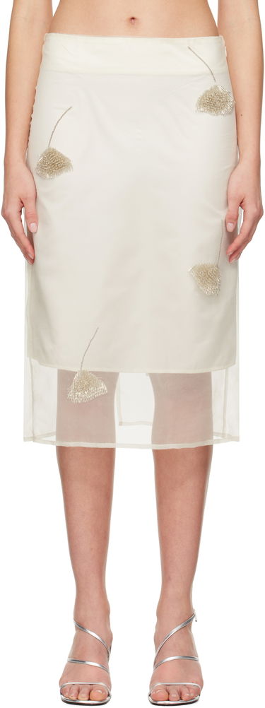 Sukňa Róhe Róhe Embellished Tulip Organza Midi Skirt Biela | 414-32-147, 0