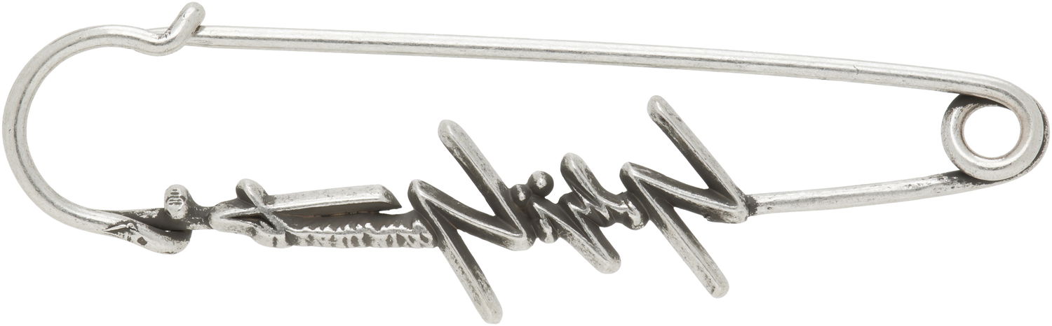 Spona Yohji Yamamoto Yohji Yamamoto Signature Safety Pin Brooch Metalická | HP-A07-965, 1