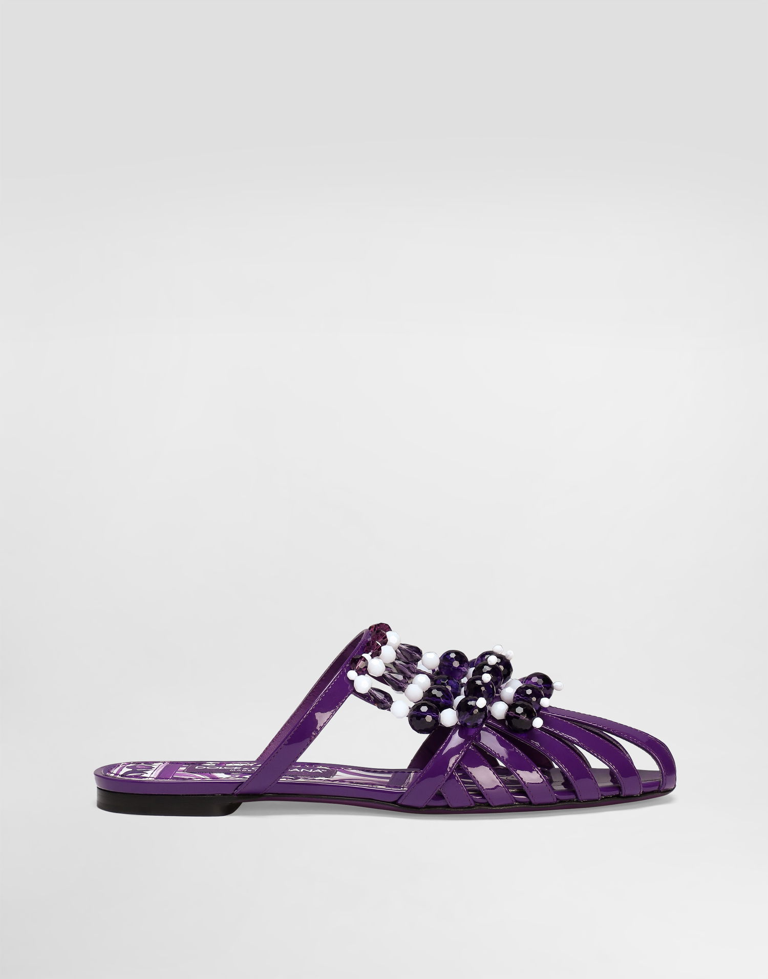 Doplnky Dolce & Gabbana Dolce & Gabbana Patent Leather Sandals with Stones Fialová | CQ0661AE5028H438, 0