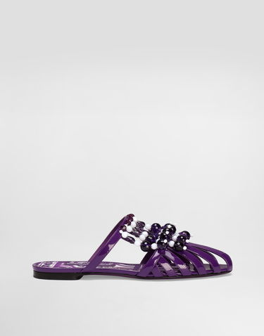 Doplnky Dolce & Gabbana Dolce & Gabbana Patent Leather Sandals with Stones Fialová | CQ0661AE5028H438, 0