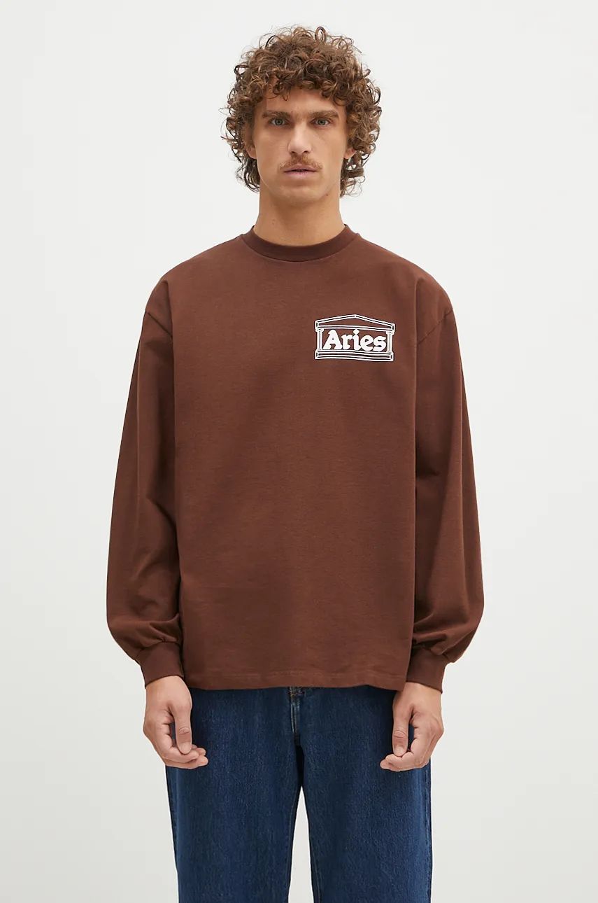 Tričko Aries Temple Longsleeve T-Shirt Print Hnedá | AR6066602, 0