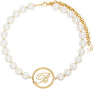 Blumarine Faux-Pearl Choker Necklace with Initial Pendant