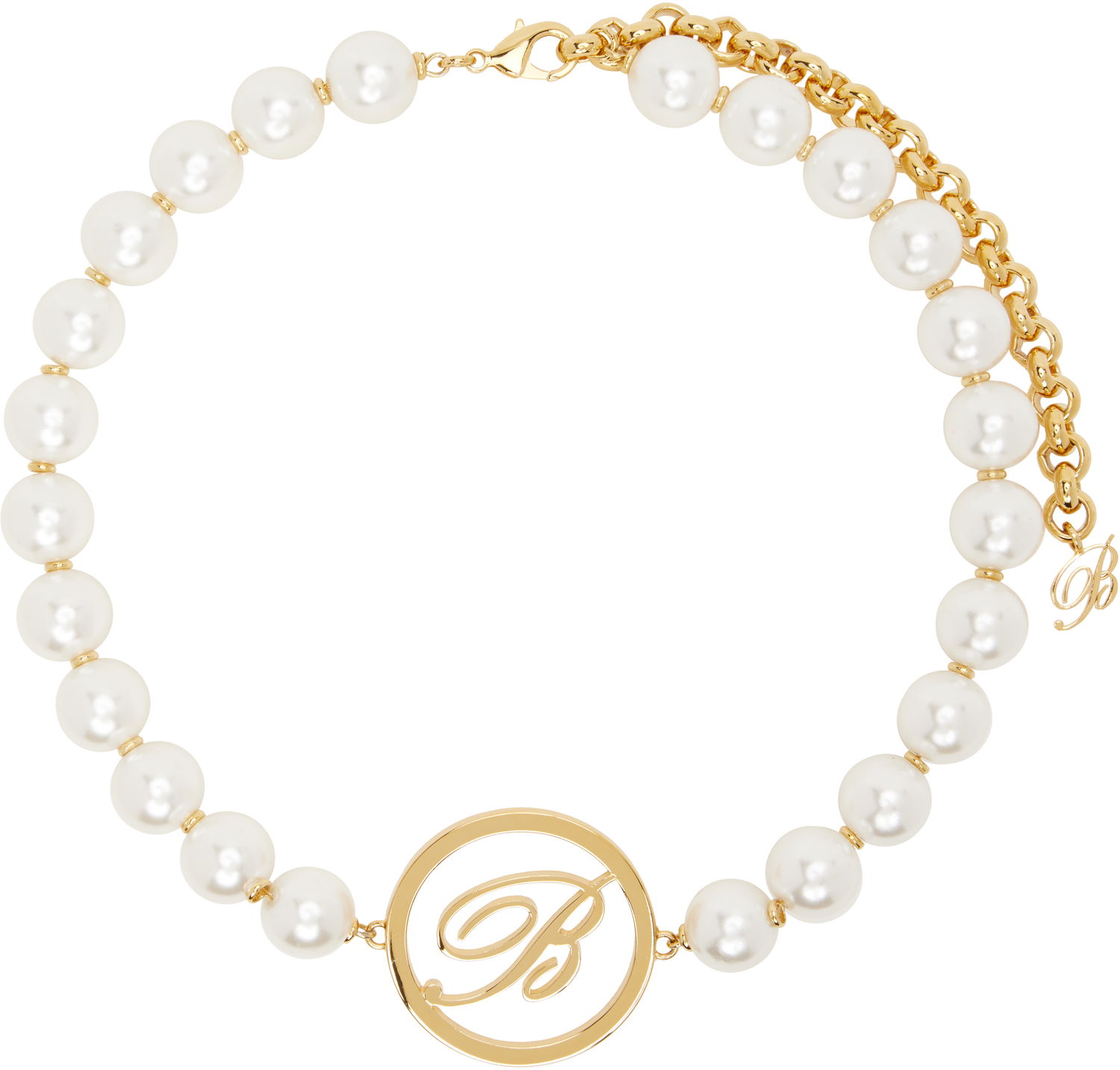 Náhrdelník Blumarine Blumarine Faux-Pearl Choker Necklace with Initial Pendant Metalická | P522W313A, 0
