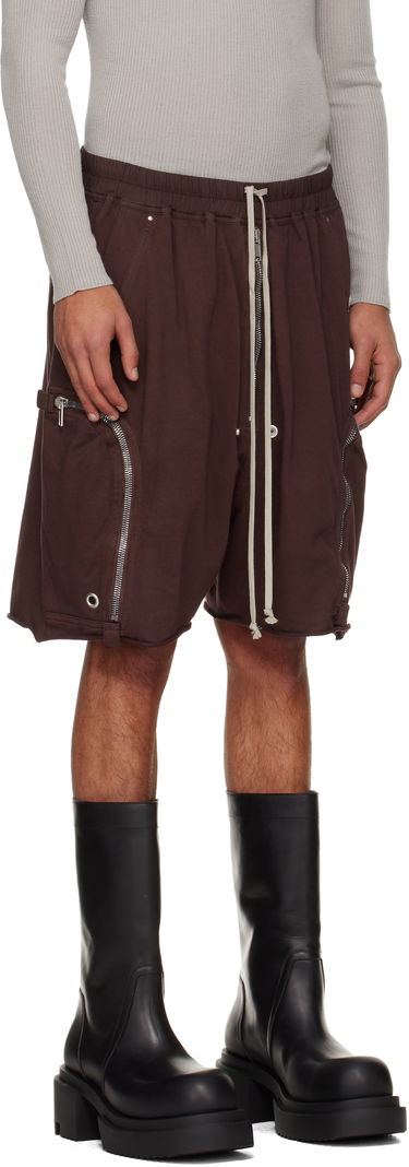 Šortky Rick Owens Rick Owens DRKSHDW Concordians Bauhaus Drawstring Zipped Cargo Shorts with Raw Hem Hnedá | DU02E7389 RIG, 1