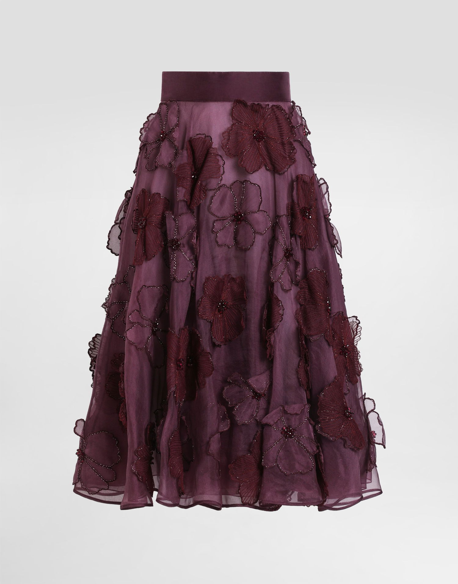 Sukňa Dolce & Gabbana Dolce & Gabbana Organza Midi Circle Skirt with 3D Floral Appliqué Vínová | F4C1DZGDCTVS8400, 0