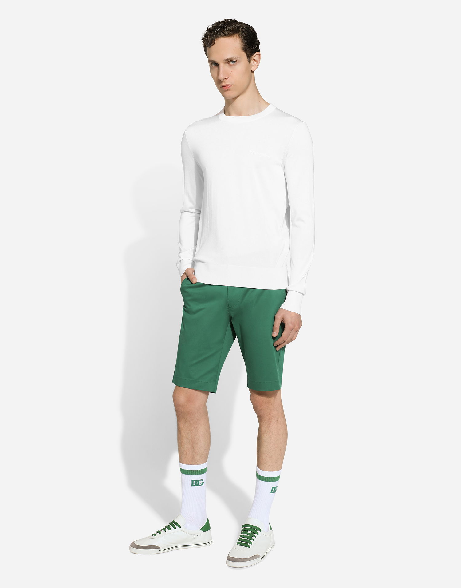 Sveter Dolce & Gabbana Silk Logo Sweater Biela | GXX02ZJBSJSW0800, 1