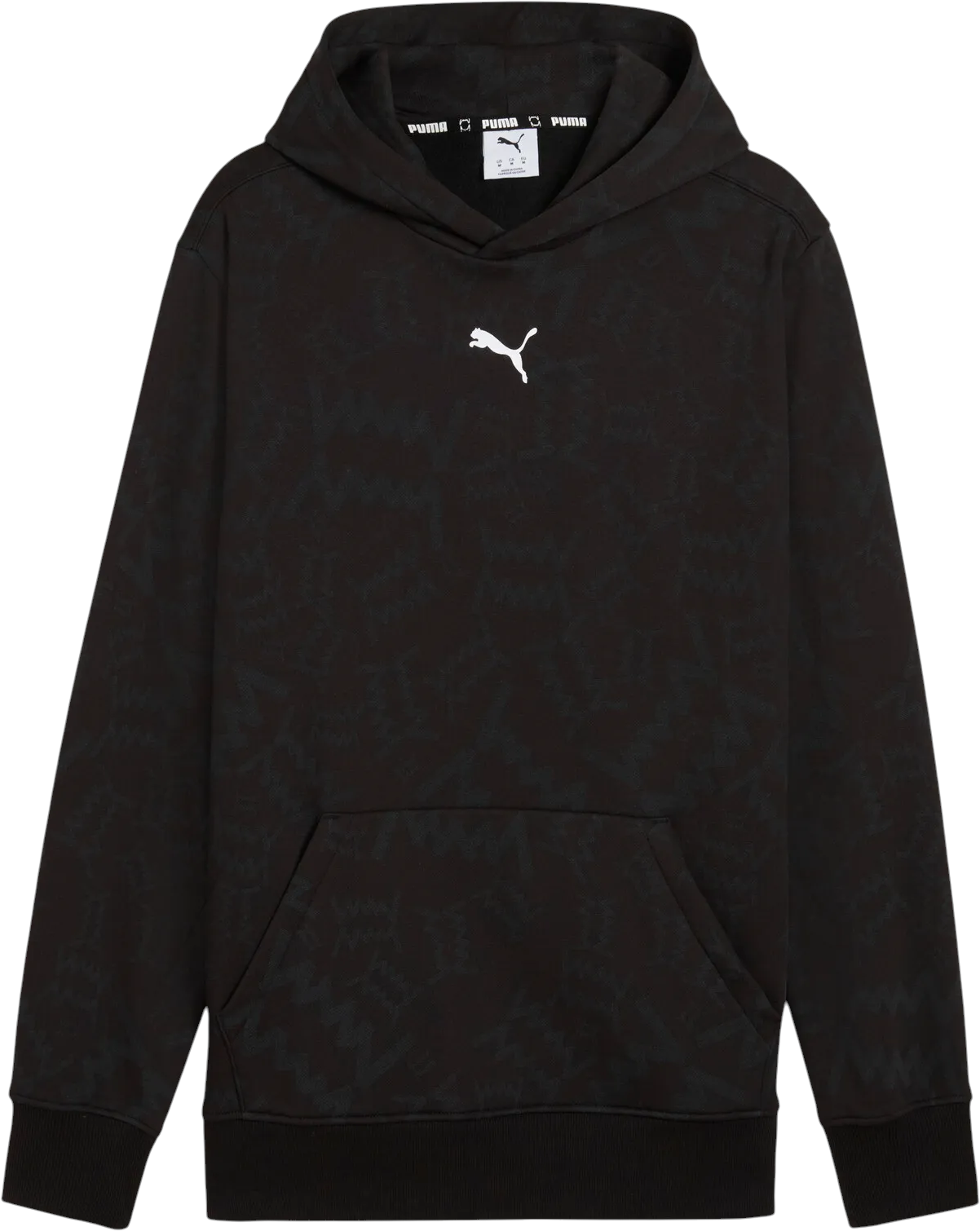 Mikina Puma Patterned Hoodie with Kangaroo Pocket Teamjaws Post Game Čierna | 689536-01, 0