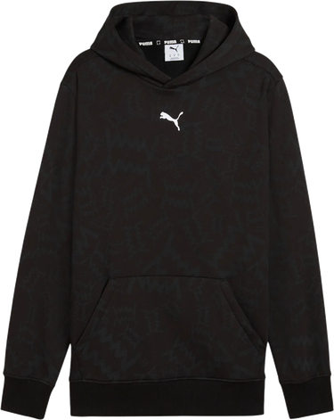 Mikina Puma Patterned Hoodie with Kangaroo Pocket Teamjaws Post Game Čierna | 689536-01, 0