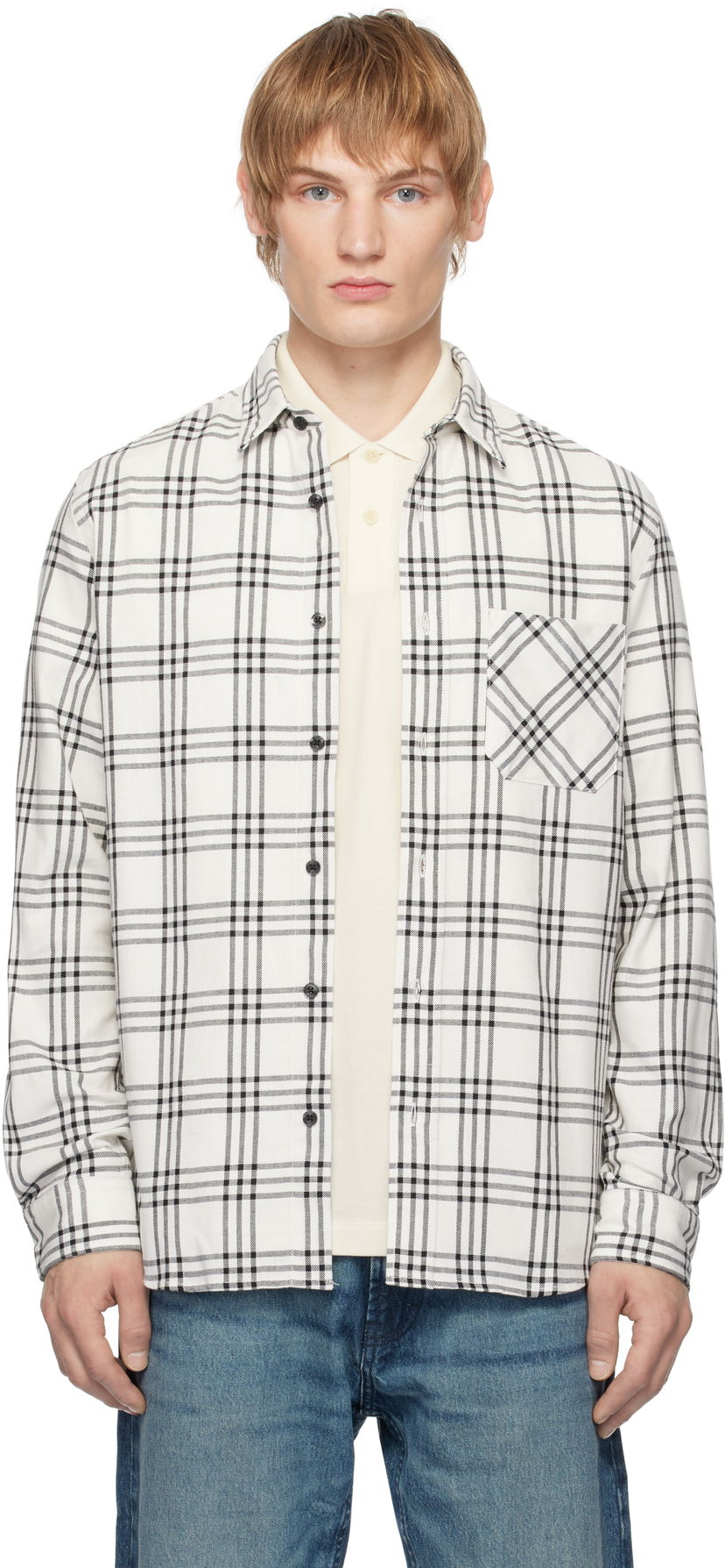 Košeľa BOSS Checkered Cotton Shirt Biela | 50534853