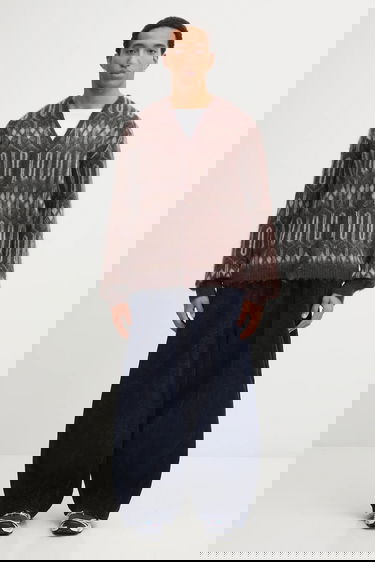 Sveter Needles Geometric Mohair Blend Cardigan Hnedá | RW357, 4