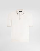 Dolce & Gabbana Knitted Silk Short-Sleeve Polo Shirt with Embroidered Collar