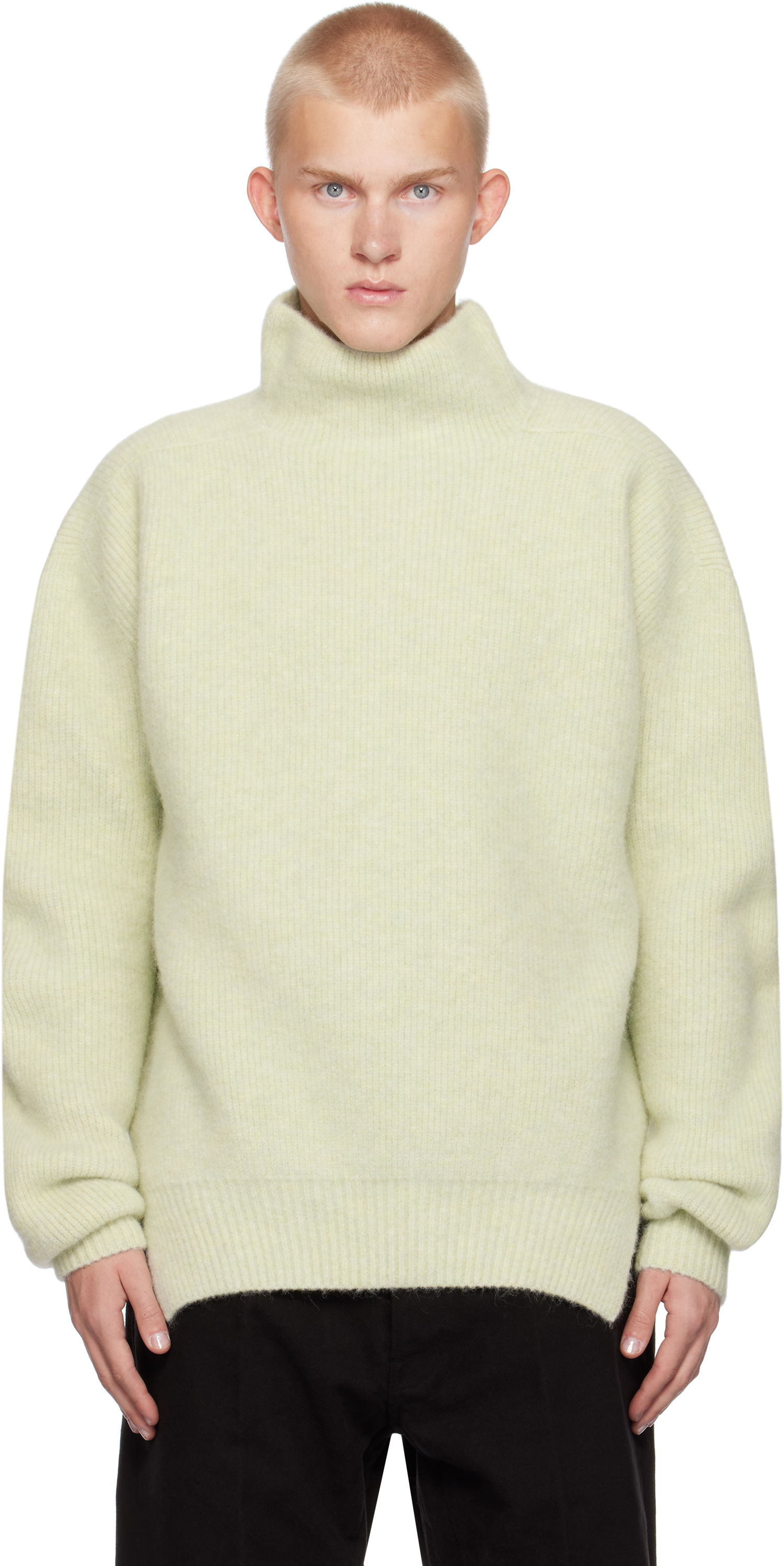 Sveter Rick Owens Alpaca Knit Fisherman Tabard Turtleneck Zelené | RR02D6648 KWP, 0