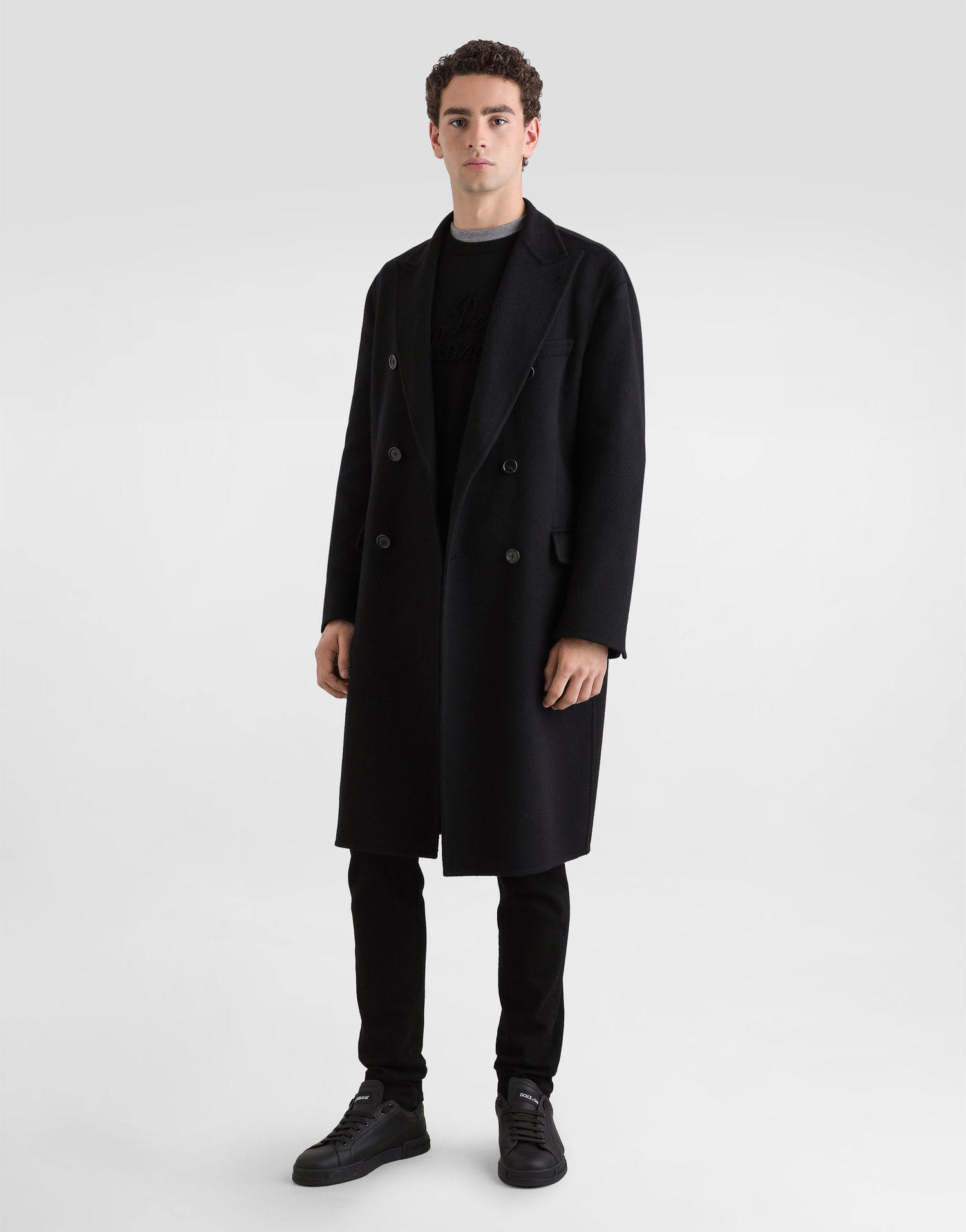 Kabáty Dolce & Gabbana Dolce & Gabbana Double-breasted Cashmere Coat Čierna | G050JTGJ748N0000, 1