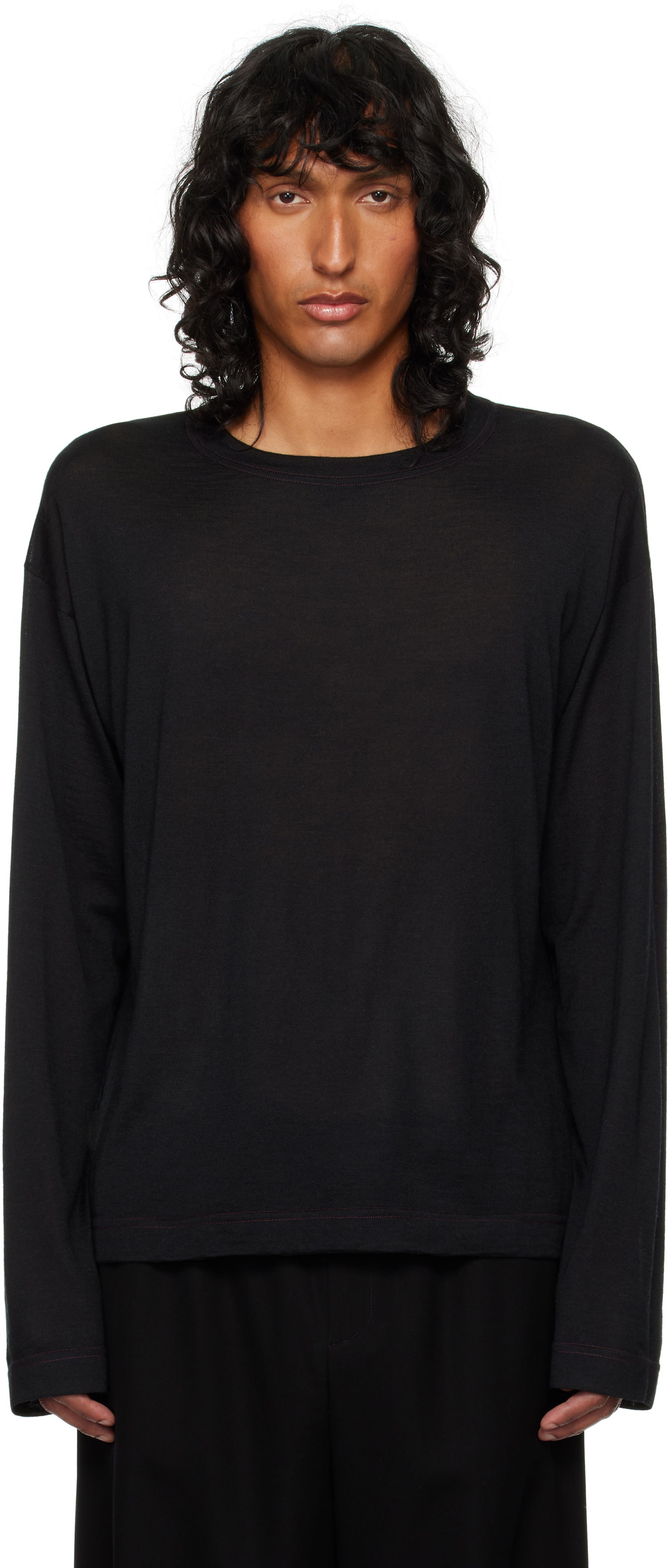 Sveter The Row The Row Angelo Long Sleeve T-Shirt Čierna | 776-Y806, 0