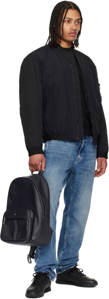 Batoh BOSS BOSS Embossed-Logo Backpack Navy | 50540342, 3