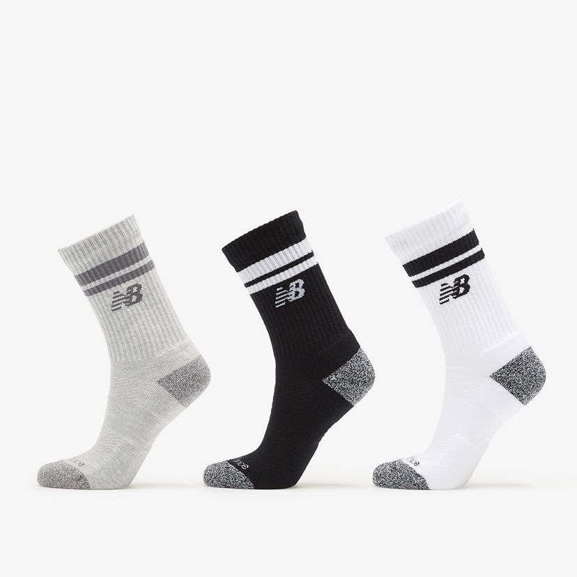 Ponožky New Balance Active Lifestyle Striped Crew Socks 3-Pack Biela | LAS35210AS