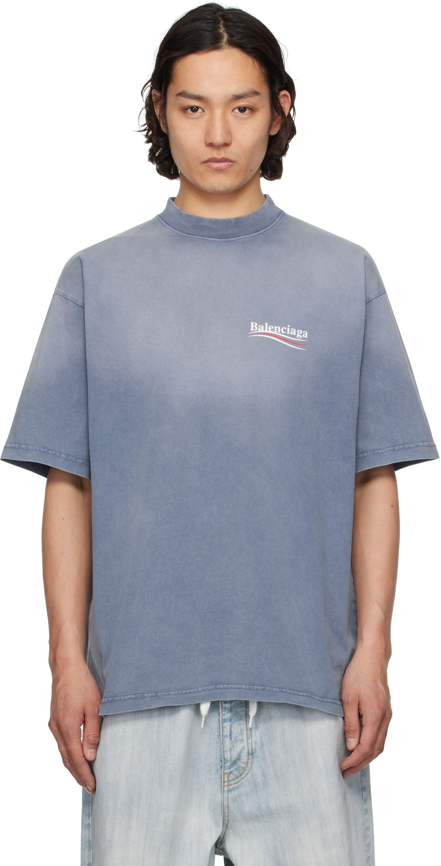 Tričko Balenciaga Balenciaga Political Campaign Medium Fit T-Shirt Modrá | 764235TIV52, 0