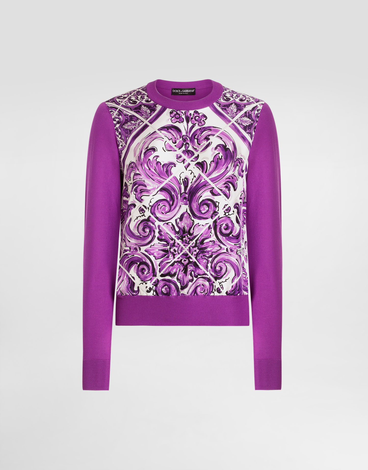 Sveter Dolce & Gabbana Dolce & Gabbana Majolica Print Silk Pullover Fialová | FXX31TJBSJFH05DQ, 0