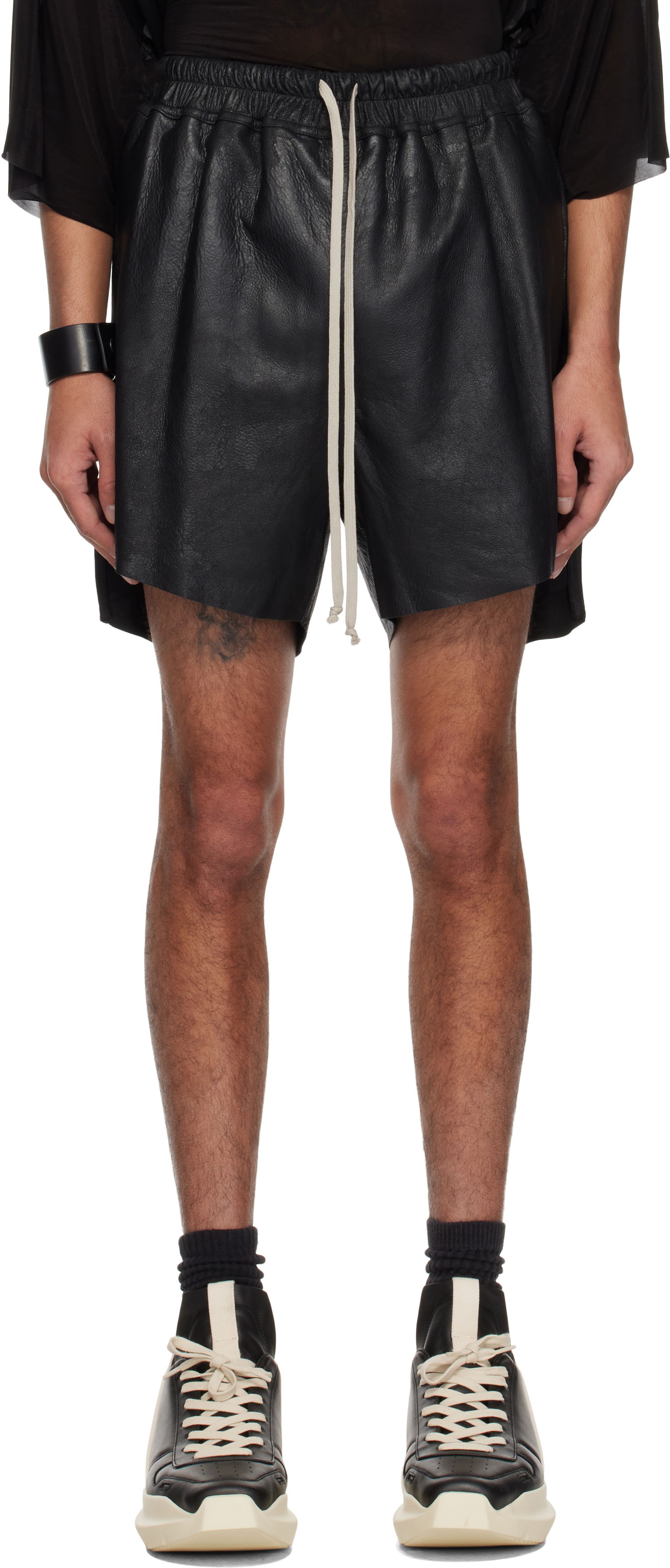 Šortky Rick Owens Rick Owens Hollywood Boxers Leather Shorts Čierna | RR01E5306 LBA, 0