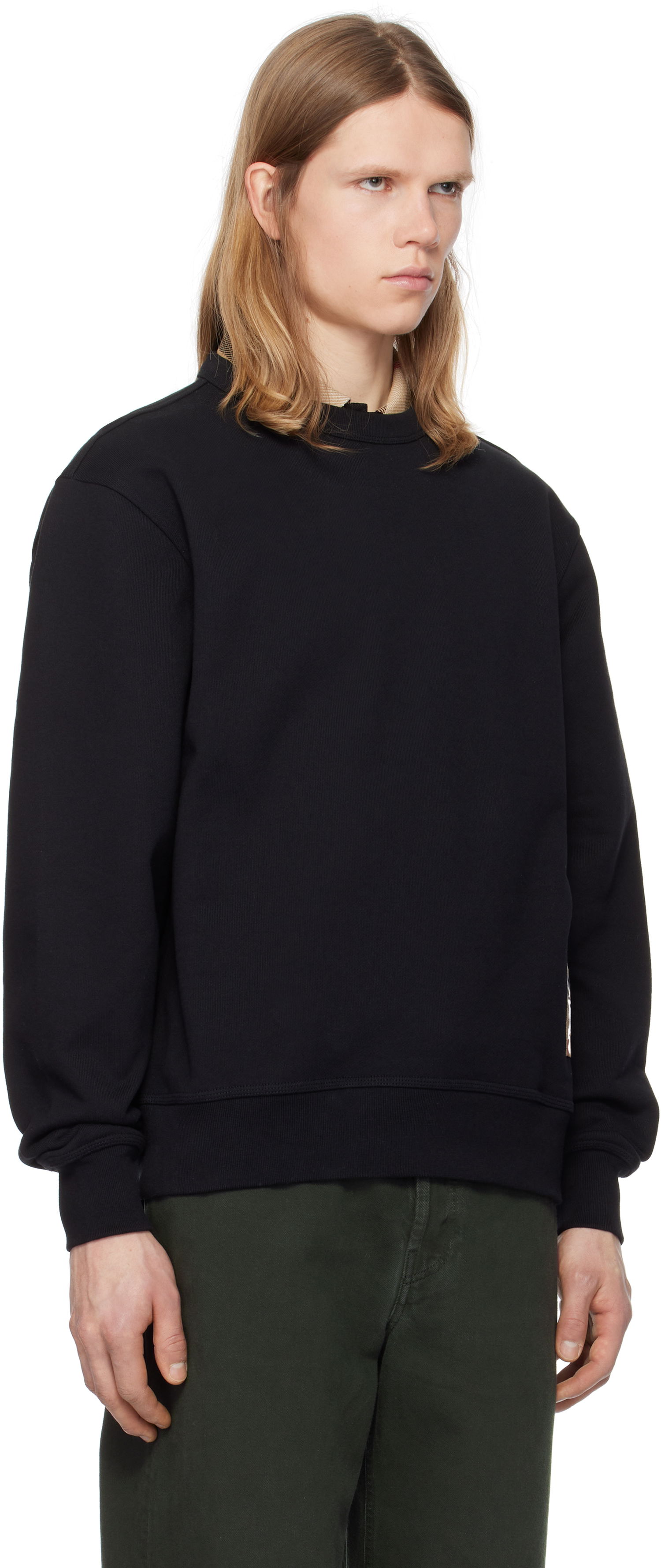 Sveter Burberry Burberry Check Label Cotton Sweatshirt Čierna | 8101889, 1