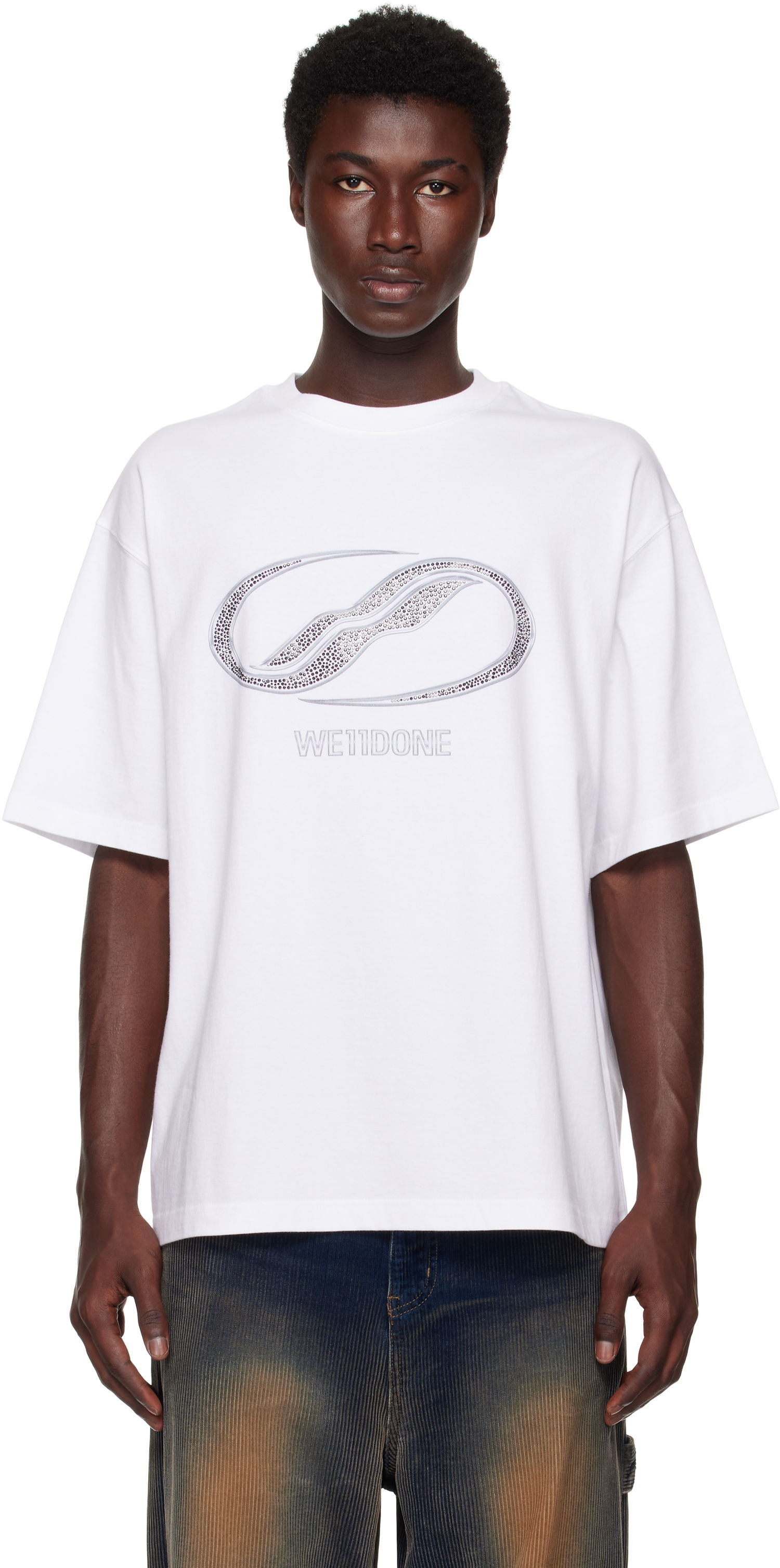 Tričko We11done We11done Rhinestoned Se11done Logo T-Shirt Biela | WD-TT2-25-738-U-WH, 0
