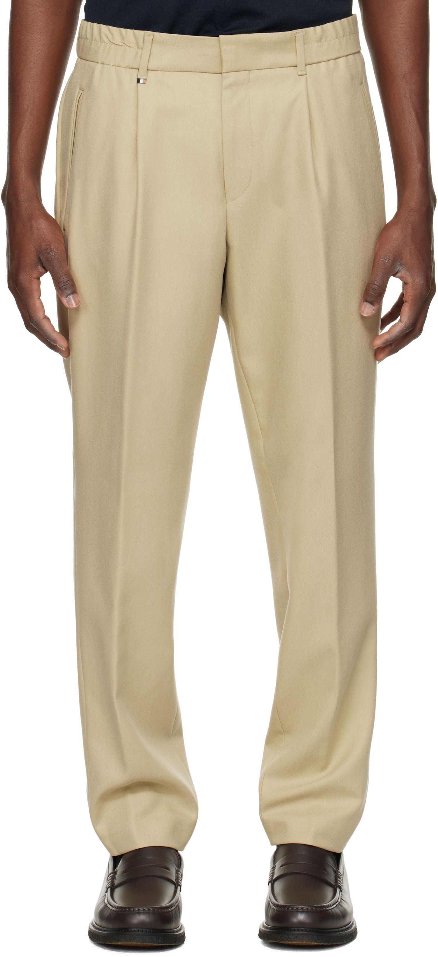 Nohavice BOSS BOSS Pleated Trousers Béžová | 50534995, 0