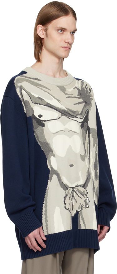 Sveter Charles Jeffrey Loverboy Charles Jeffrey LOVERBOY Bust Graphic Sweater Navy | 54091001, 1
