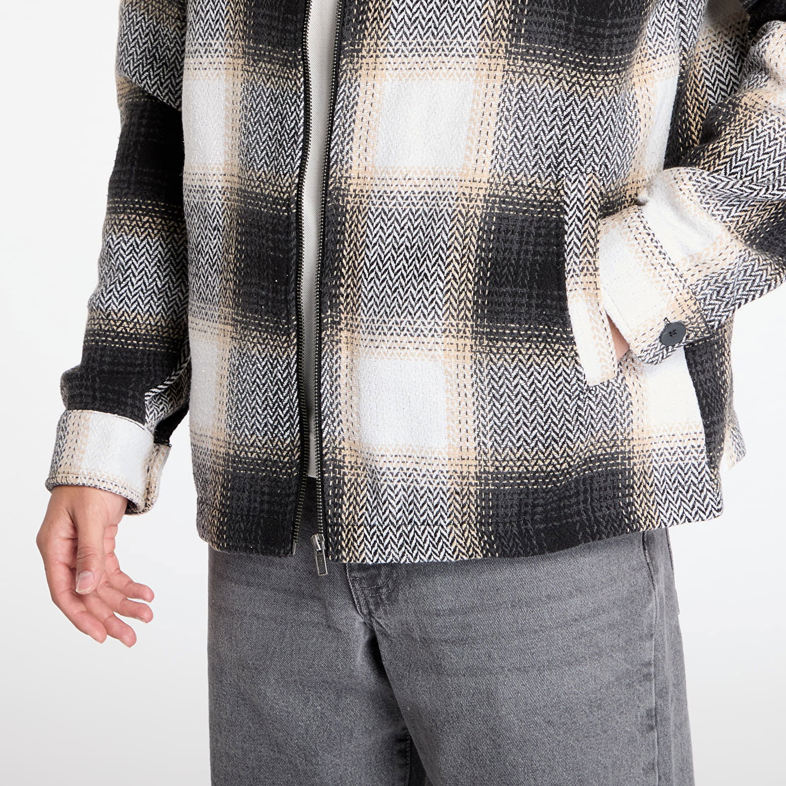 Urban Classics Plaid Zip-Up Shirt Jacket