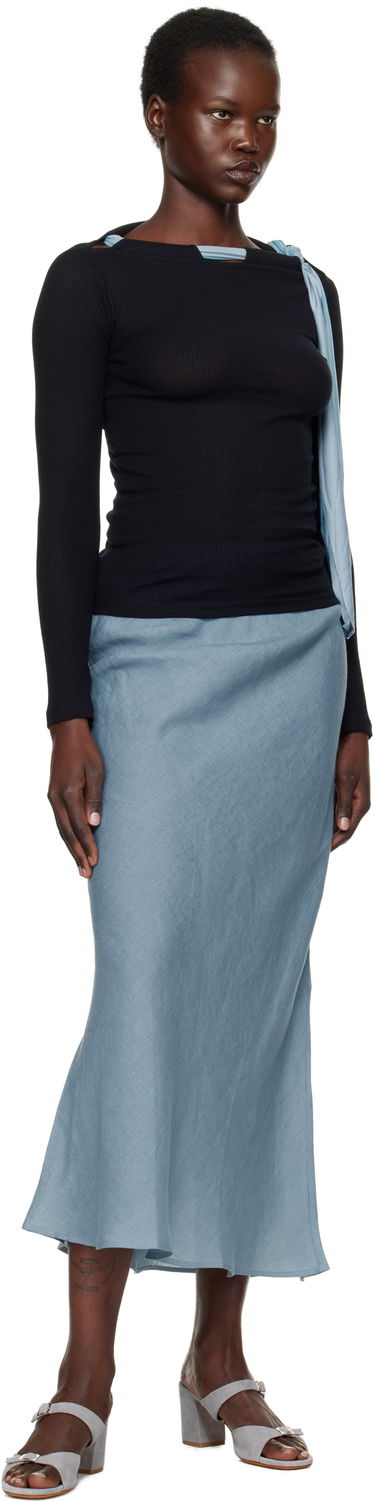 Sukňa Baserange Maxi Linen Skirt Modrá | SKDY-SL-SP25, 3