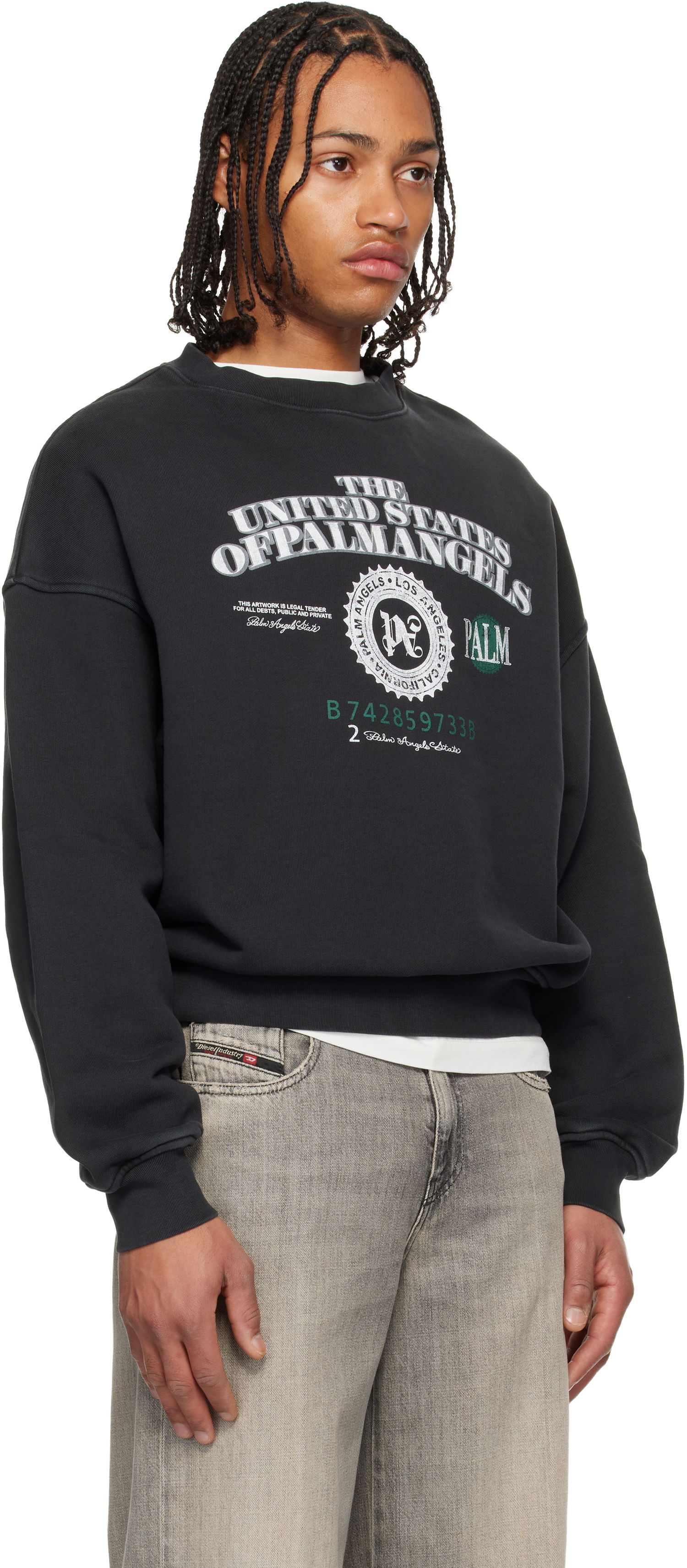 Mikina Palm Angels Dollar Loose Crew Sweatshirt Čierna | PMBA08JF25FLE0021305, 1