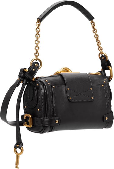 Taška cez rameno CHLOÉ Small Paddington Leather Chain Bag with Padlock Čierna | CH25WS803P75, 2