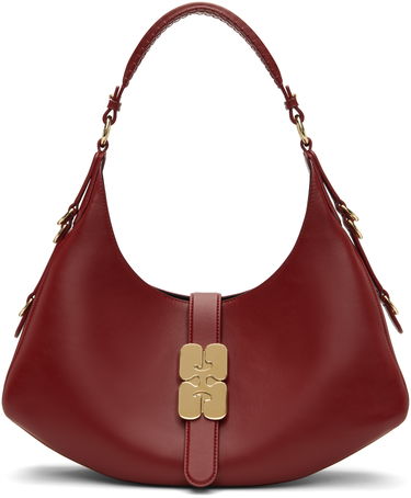 Kabelka GANNI Small Kat Hobo Bag with Gold Buckle Červená | A7077, 0