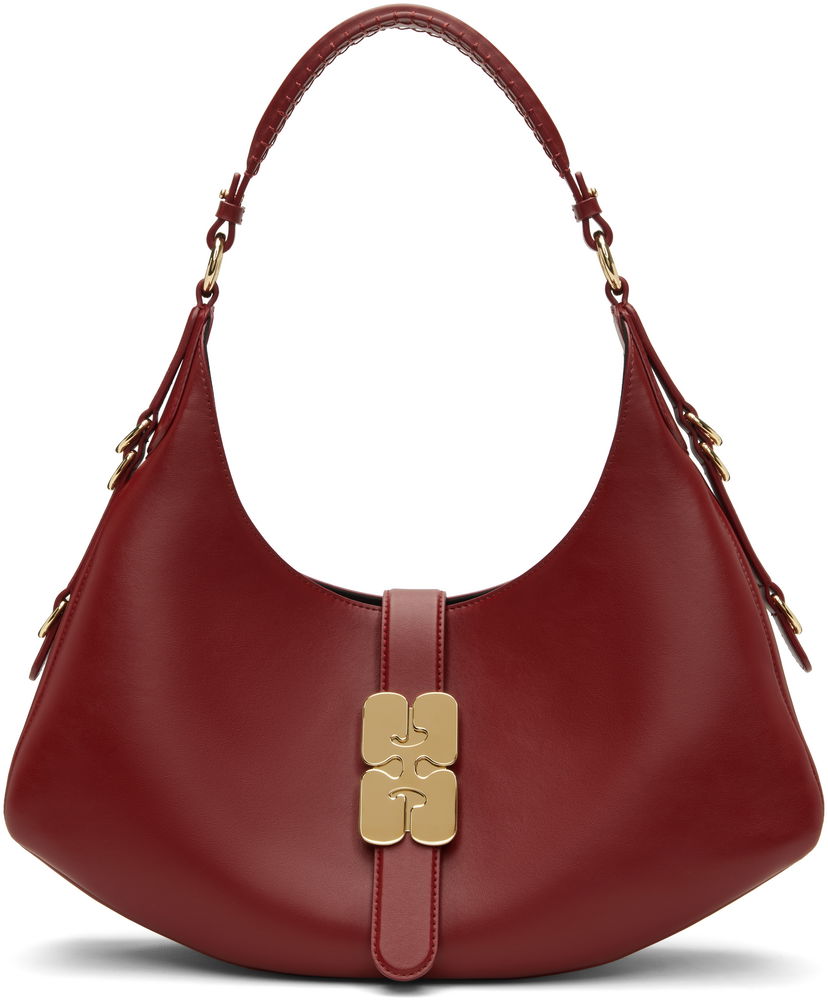 Kabelka GANNI Small Kat Hobo Bag with Gold Buckle Červená | A7077