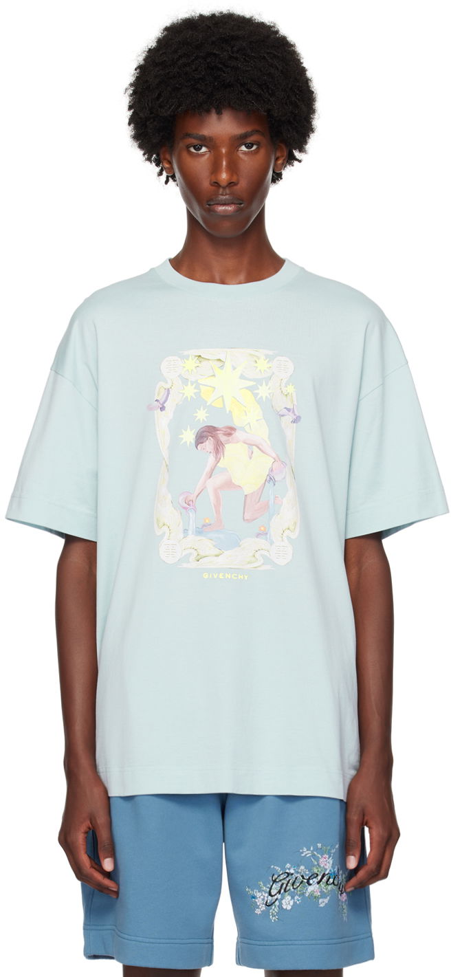 Tričko Givenchy Blue Printed T-Shirt Tyrkysová | BM71JA3YMY450, 0