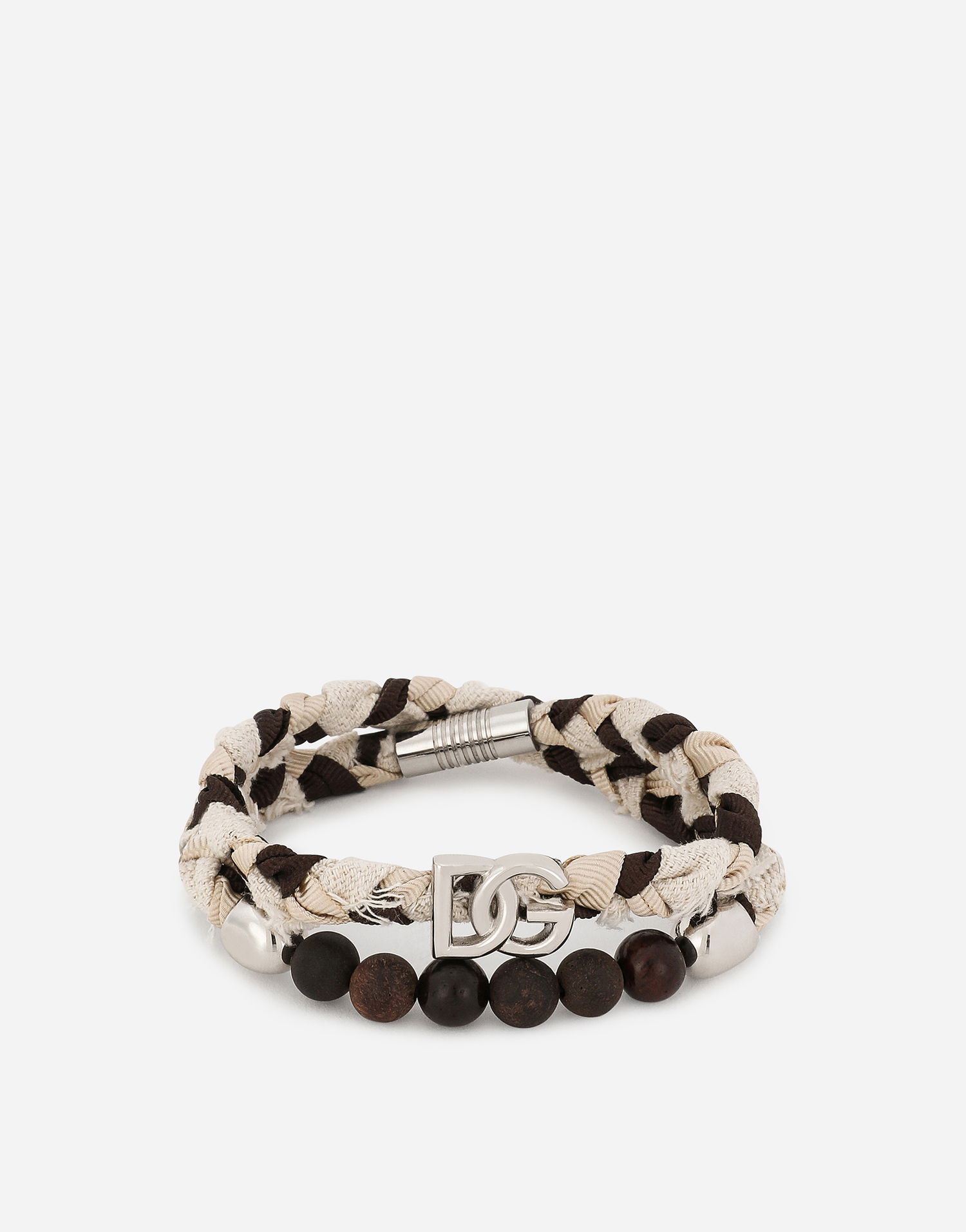 Náramok Dolce & Gabbana Braided Fabric Bracelet With Wooden Beads Rôznofarebný | WBQ5P0W111187579, 0