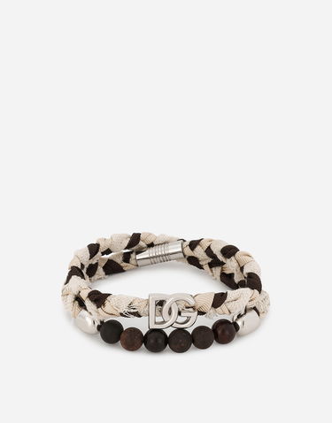 Náramok Dolce & Gabbana Braided Fabric Bracelet With Wooden Beads Rôznofarebný | WBQ5P0W111187579, 0