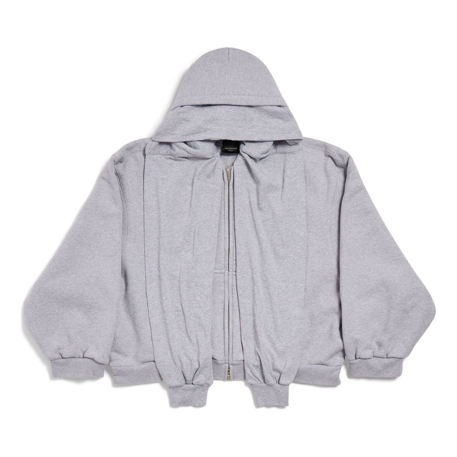 Mikina Balenciaga Incognito Boxy Zip-Up Hoodie Šedá | 799463TQVX11300, 0