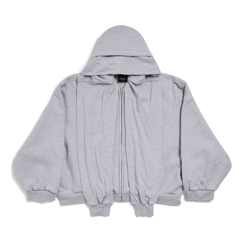 Mikina Balenciaga Incognito Boxy Zip-Up Hoodie Šedá | 799463TQVX11300