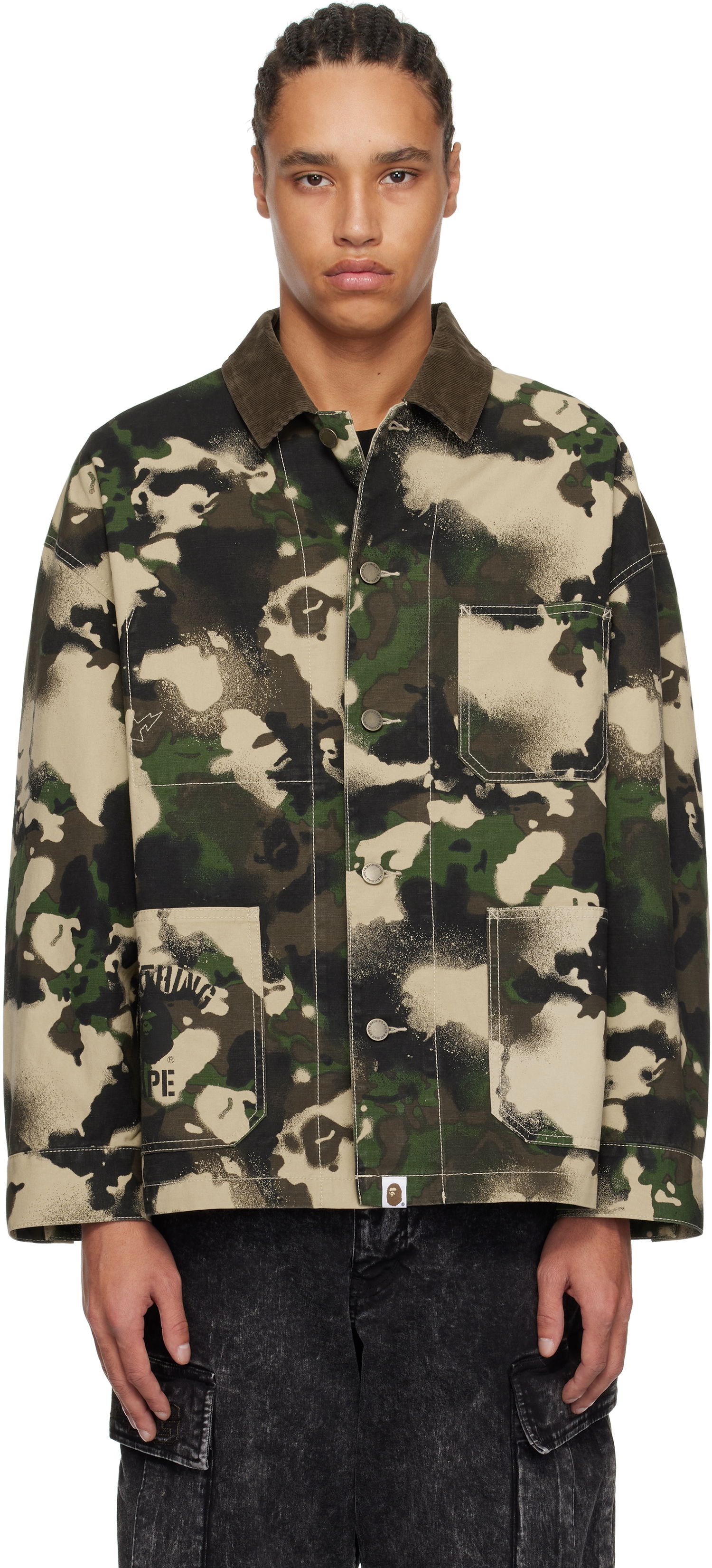 Bunda BAPE A Bathing Ape Map Camo Work Jacket Zelené | 001LJL301001M, 0