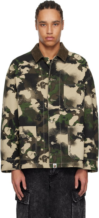 Bunda BAPE A Bathing Ape Map Camo Work Jacket Zelené | 001LJL301001M, 0