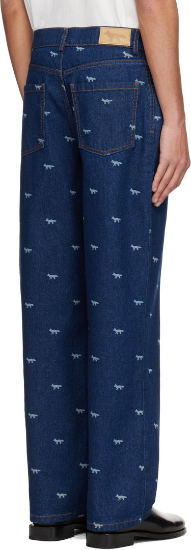 Džínsy MAISON KITSUNÉ Maison Kitsuné Fox Print Relaxed Jeans Modrá | OM01105WD4014, 2