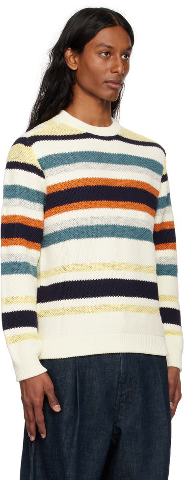 Sveter MAISON KITSUNÉ Maison Kitsuné Comfort Striped Sweater Biela | OM00807KT1129, 1