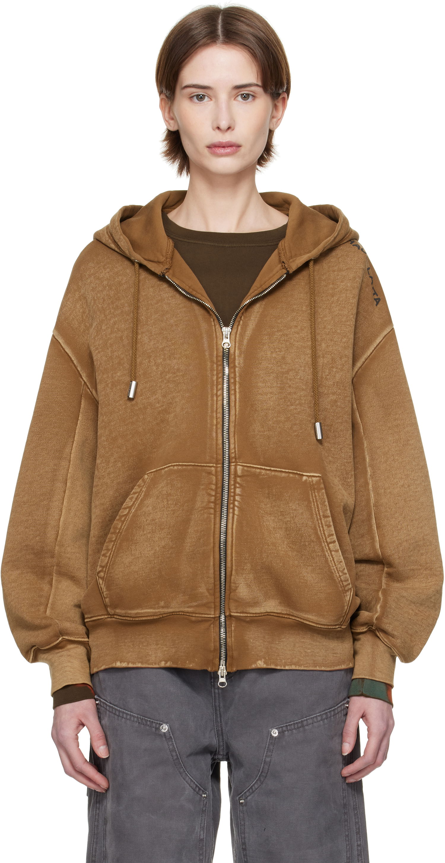 Mikina Eckhaus Latta Eckhaus Latta Zip Hoodie Hnedá | 1103-EL-PS25-B -, 0