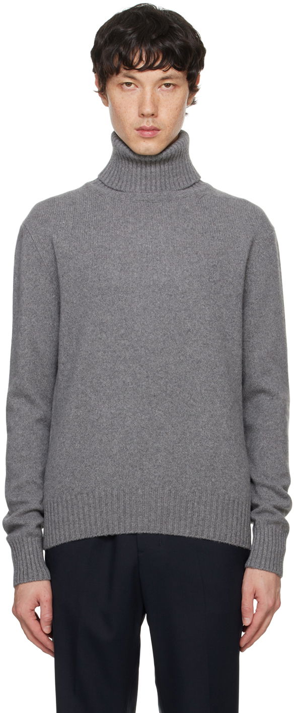 Sveter AMI Cashmere Turtleneck Šedá | HKS457.005, 0